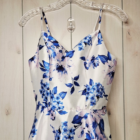 Dear Moon Blue White Floral Fairy Fit Flare Dress Sz 1 Pockets Babydoll Coquette - Picture 4 of 14